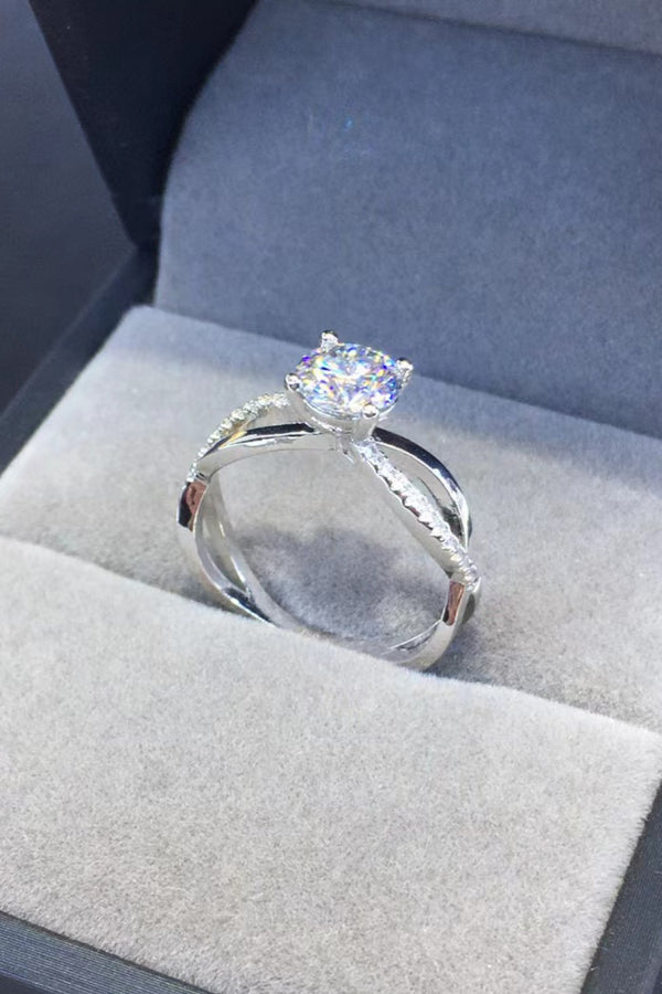 2 Carat Moissanite Crisscross 925 Sterling Silver Ring-Teresa's Fashionista LLC