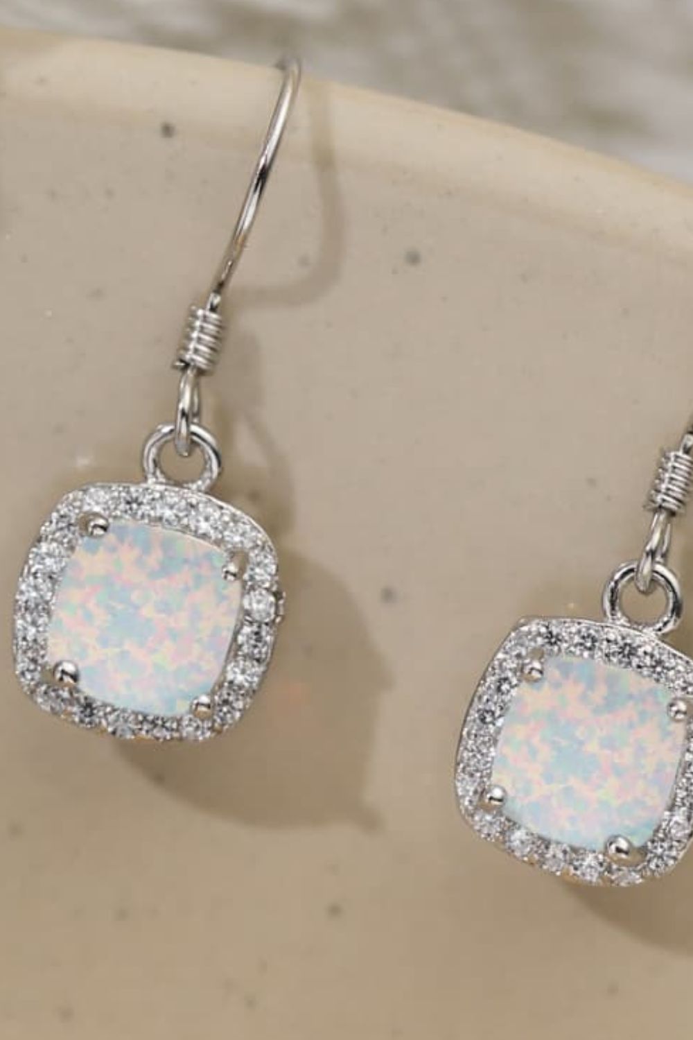 Opal Square Drop Earrings-Teresa&#39;s Fashionista LLC