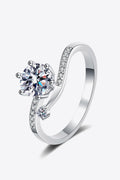 1 Carat Moissanite 925 Sterling Silver Bypass Ring-Teresa's Fashionista LLC