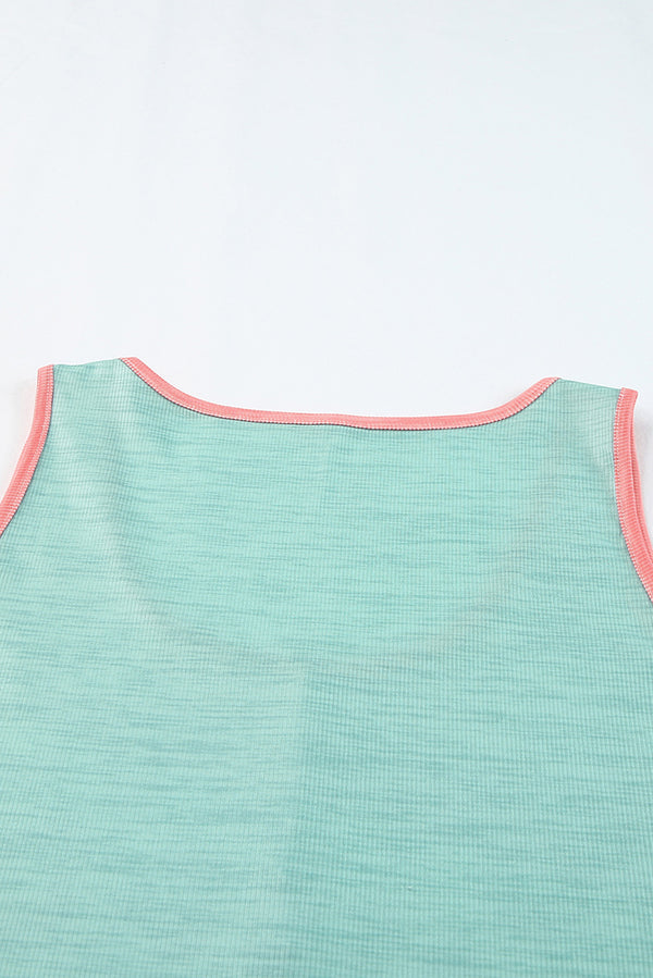 Leopard Color Block Decorative Button Tank-Teresa's Fashionista LLC