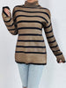 Striped Turtleneck Long Sleeve Sweater-Teresa's Fashionista LLC