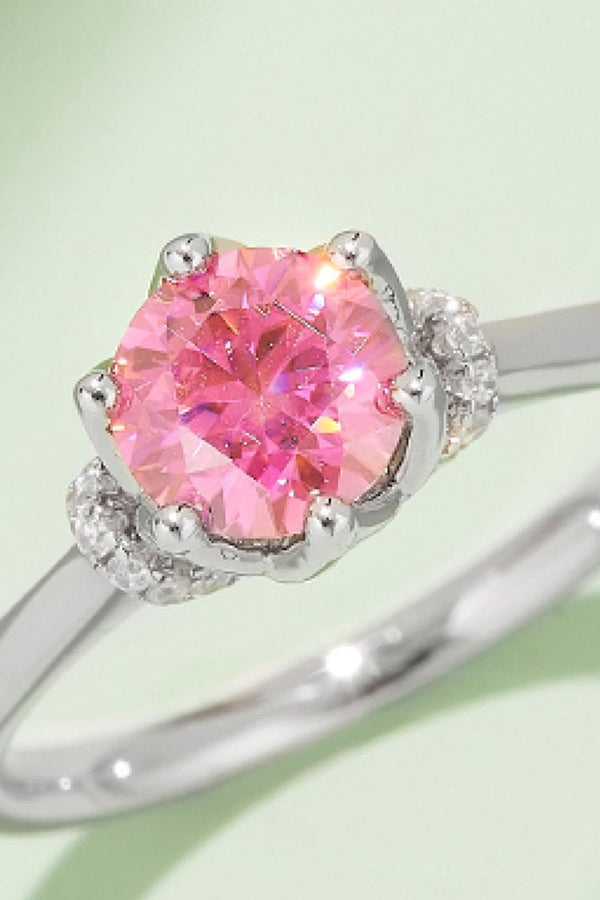 1 Carat Moissanite Contrast 925 Sterling Silver Ring-Teresa's Fashionista LLC