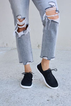 Forever Link Flat Round Toe Lace-Up Sneakers-Teresa's Fashionista LLC