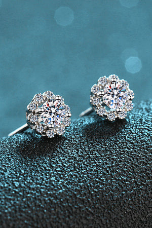 Moissanite Floral-Shaped Stud Earrings-Teresa's Fashionista LLC