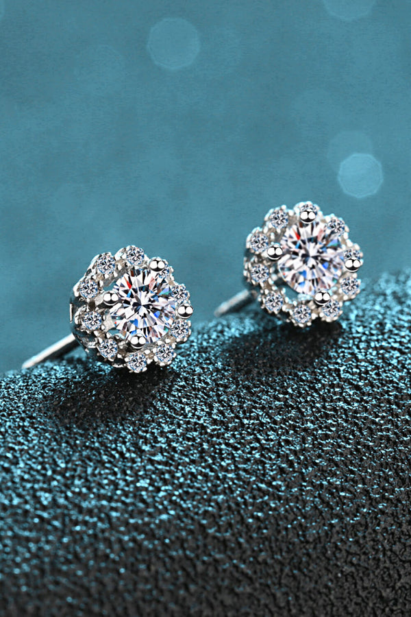 Moissanite Floral-Shaped Stud Earrings-Teresa's Fashionista LLC