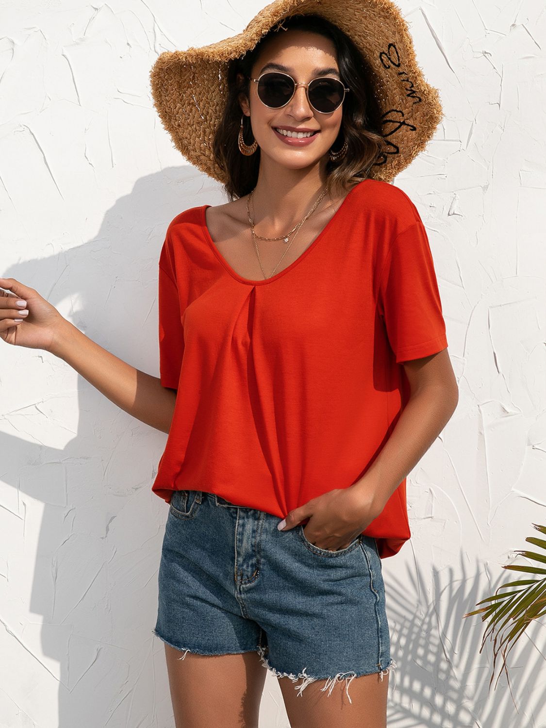 Lace Trim Short Sleeve Top-Teresa&#39;s Fashionista LLC