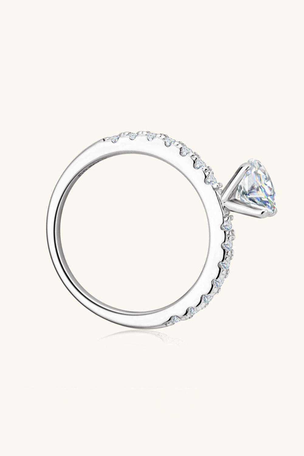 Moissanite Platinum-Plated Side Stone Ring-Teresa's Fashionista LLC