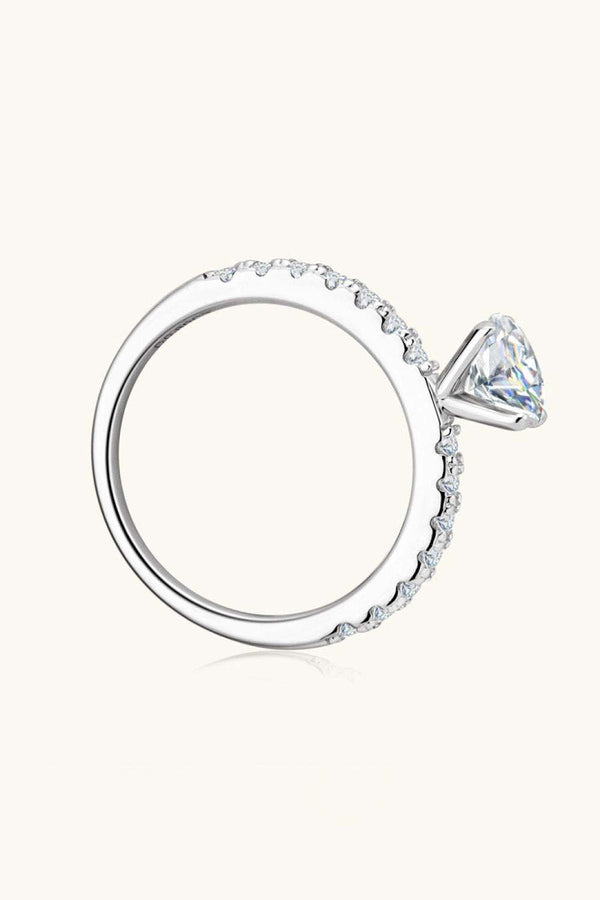 Moissanite Platinum-Plated Side Stone Ring-Teresa's Fashionista LLC