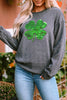Lucky Clover Sequin Round Neck Sweatshirt-Teresa's Fashionista LLC