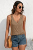 Buttoned Deep V Tank-Teresa's Fashionista LLC