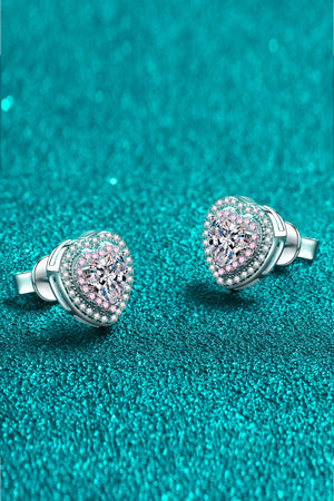 Moissanite Heart-Shaped Stud Earrings-Teresa's Fashionista LLC