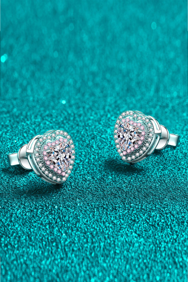 Moissanite Heart-Shaped Stud Earrings-Teresa's Fashionista LLC