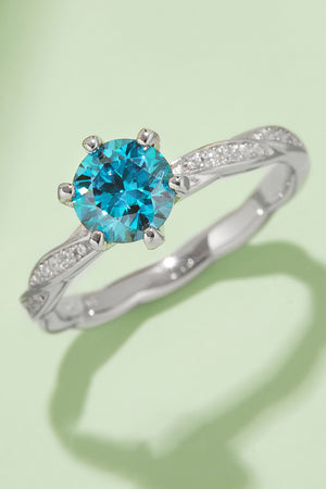 1 Carat Moissanite Contrast 925 Sterling Silver Ring-Teresa's Fashionista LLC