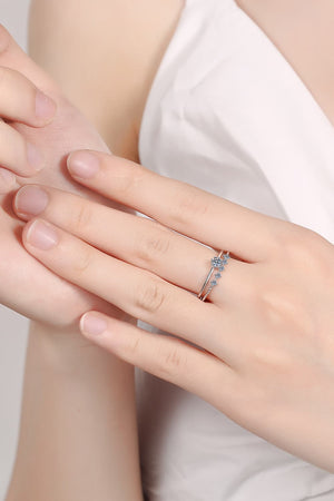 Moissanite 925 Sterling Silver Two-Piece Ring Set-Teresa's Fashionista LLC