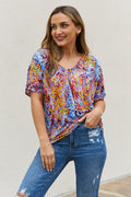 Be Stage Full Size Printed Dolman Flowy Top-Teresa's Fashionista LLC