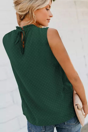 Smocked Tie Back Frill Trim Tank-Teresa's Fashionista LLC