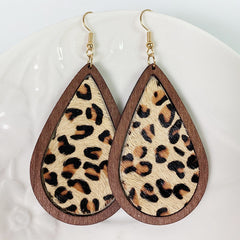 Teardrop Shape Wooden Dangle Earrings-Teresa's Fashionista LLC