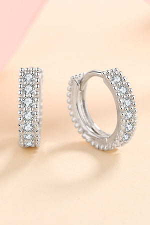 925 Sterling Silver Inlaid Moissanite Huggie Earrings-Teresa's Fashionista LLC