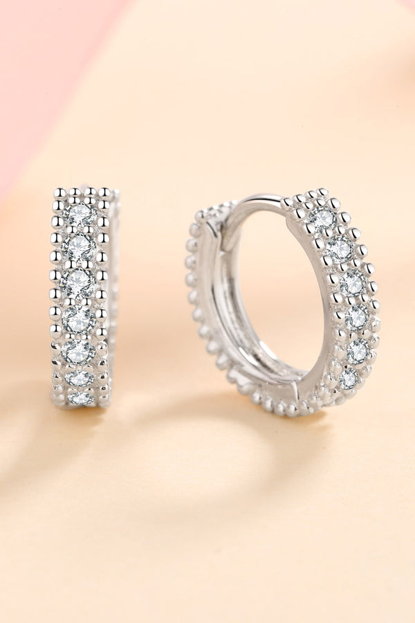 925 Sterling Silver Inlaid Moissanite Huggie Earrings-Teresa's Fashionista LLC