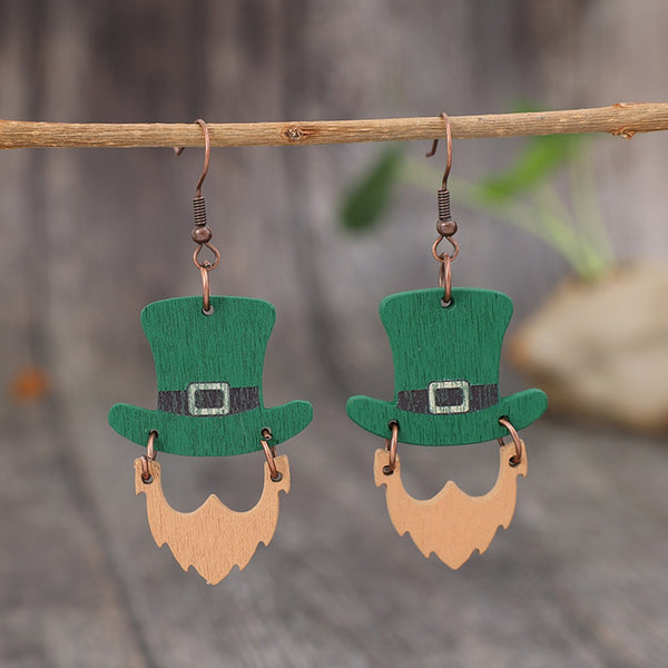 Wooden Hat Shape Dangle Earrings-Teresa's Fashionista LLC