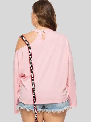 Plus Size Cold-Shoulder Round Neck Blouse-Teresa's Fashionista LLC