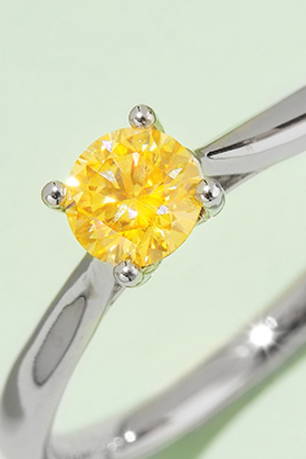 Moissanite Contrast 925 Sterling Silver Solitaire Ring-Teresa&#39;s Fashionista LLC