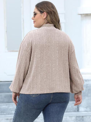 Plus Size Mock Neck Long Sleeve Knit Top-Teresa's Fashionista LLC
