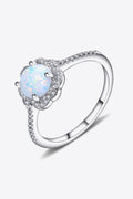 Platinum-Plated 4-Prong Opal Ring-Teresa's Fashionista LLC
