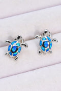 Opal Turtle Platinum-Plated Stud Earrings-Teresa's Fashionista LLC