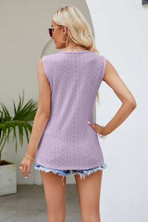 Spliced Lace V-Neck Tank-Teresa's Fashionista LLC