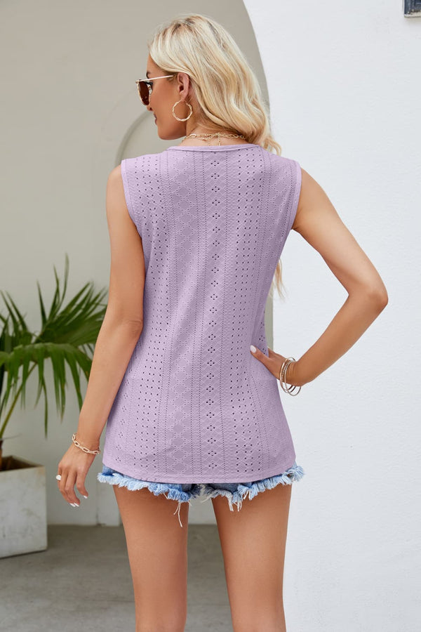 Spliced Lace V-Neck Tank-Teresa's Fashionista LLC
