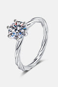1 Carat Moissanite 6-Prong Twisted Ring-Teresa's Fashionista LLC