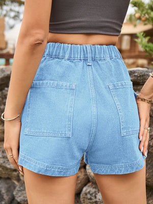 High Waist Denim Shorts with Pockets-Teresa's Fashionista LLC