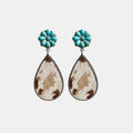 Turquoise Flower Teardrop Earrings-Teresa's Fashionista LLC