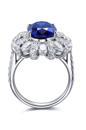 5 Carat Lab-Grown Sapphire Flower Shape Ring-Teresa's Fashionista LLC