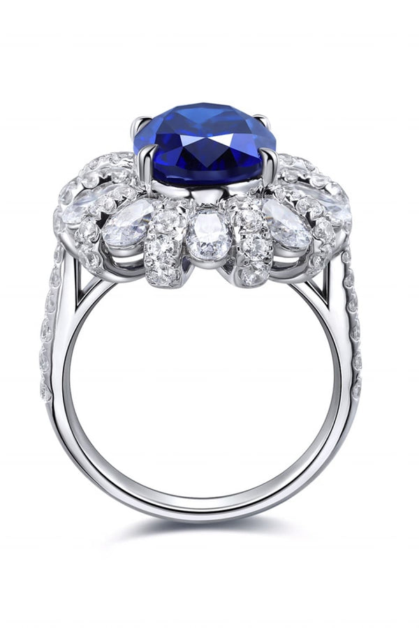5 Carat Lab-Grown Sapphire Flower Shape Ring-Teresa's Fashionista LLC