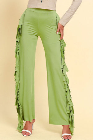 Fringe Trim Wide Leg Pants-Teresa's Fashionista LLC