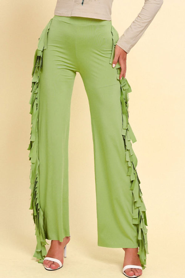 Fringe Trim Wide Leg Pants-Teresa's Fashionista LLC