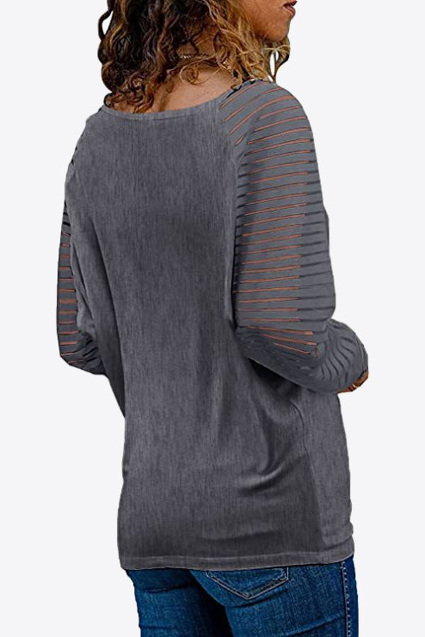 V-Neck Long Raglan Sleeve Top-Teresa's Fashionista LLC