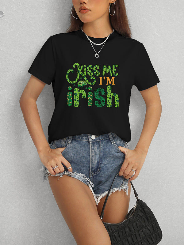 KISS ME I'M IRISH Round Neck T-Shirt-Teresa's Fashionista LLC