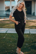 Belted V-Neck Jogger Jumpsuit-Teresa's Fashionista LLC