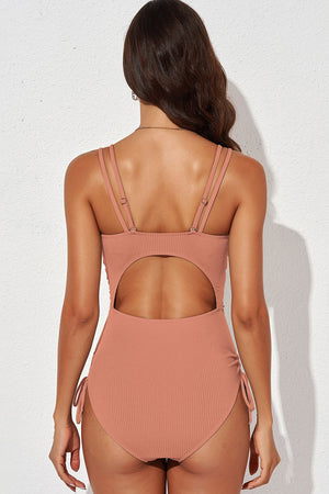 Tied Cutout Plunge One-Piece Swimsuit-Teresa's Fashionista LLC
