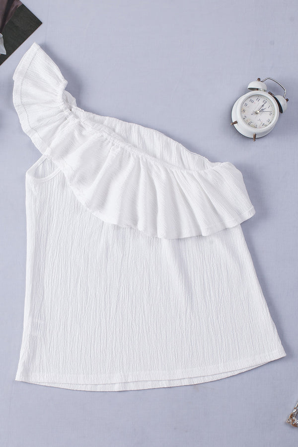 Ruffled One-Shoulder Tank-Teresa's Fashionista LLC