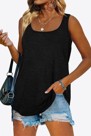 Curved Hem Square Neck Tank-Teresa's Fashionista LLC