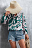 Printed Tie Neck Puff Sleeve Blouse-Teresa's Fashionista LLC