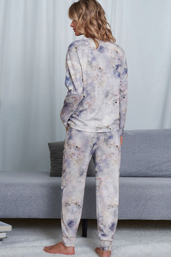 Tie-Dye Crewneck Top and Drawstring Waist Joggers Lounge Set-Teresa's Fashionista LLC