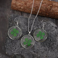 Lucky Clover Alloy Acrylic Earrings and Necklace Jewelry Set-Teresa's Fashionista LLC
