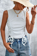 Drawstring Detail Round Neck Tank-Teresa's Fashionista LLC