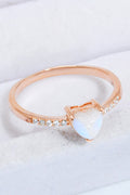 Natural Moonstone Heart 18K Rose Gold-Plated Ring-Teresa's Fashionista LLC