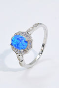 Opal and Zircon 925 Sterling Silver Ring-Teresa's Fashionista LLC
